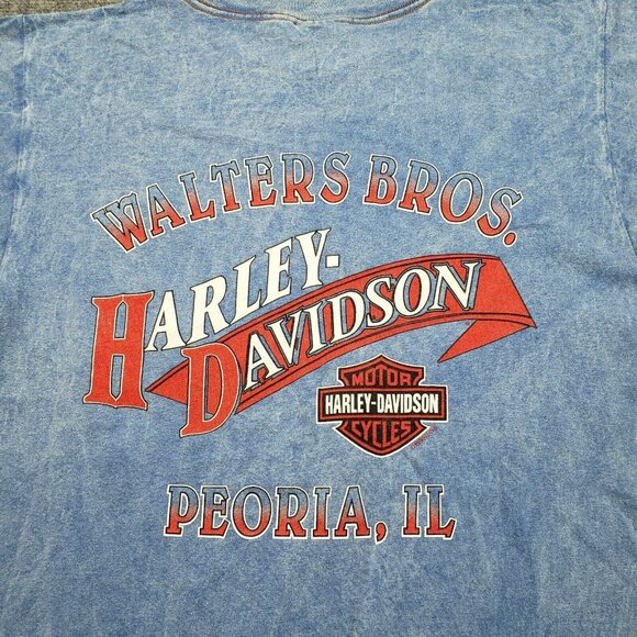 Harley Davidson Motorcycles T-Shirt Mens M Light Blue Walter Bros Peoria IL USA - Picture 7 of 9